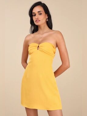 lulus gillian white pleated strapless mini dress Gillian White Pleated Strapless Mini Dress